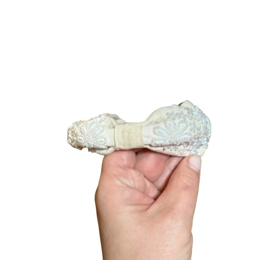 ZARA Girls Embellished Padded Headband Pearl Beaded Ivory